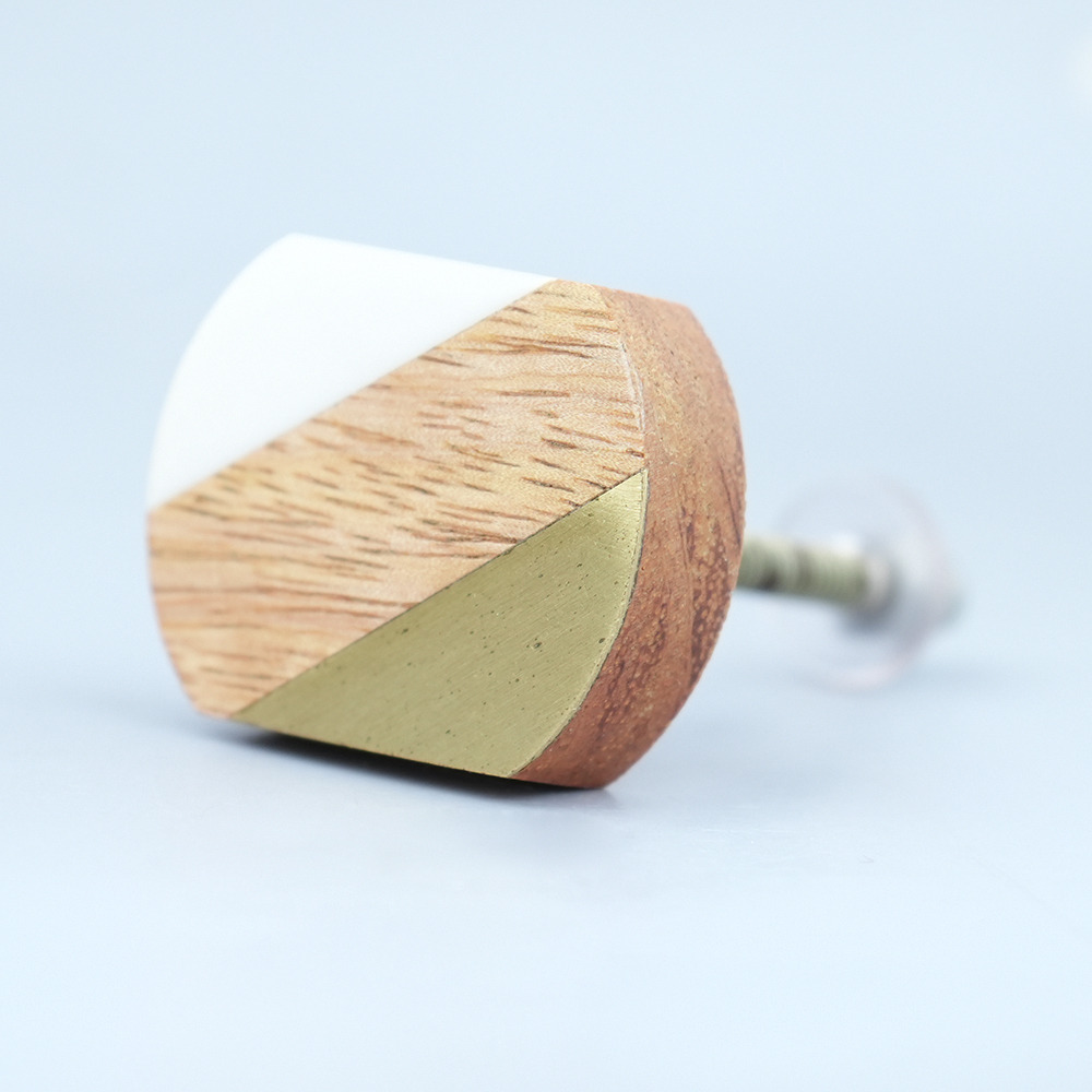 Geometric Wooden and Resin Cabinet Knob