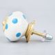 White Blue Polka Dots Ceramic Drawer Knob