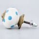 White Blue Polka Dots Ceramic Drawer Knob