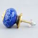 Navy Blue Leaf Floral Ceramic Knob