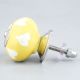 Yellow White Heart Ceramic Cabinet Knob