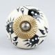 Cream Black Leaf Ceramic Knob