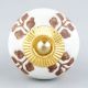 Brown Leaf Cut Flower Etched Ceramic Drawer Knob