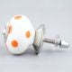 White Orange Polka Ceramic Wardrobe Knob