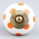 White Orange Polka Ceramic Wardrobe Knob