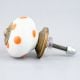 White Orange Polka Ceramic Wardrobe Knob