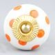 White Orange Polka Ceramic Wardrobe Knob