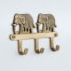 Golden Brass Two Elephant Wall Hook