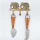 Golden Brass Two Elephant Wall Hook