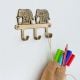 Golden Brass Two Elephant Wall Hook
