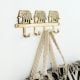 Golden Brass Three Elephant Wall Hook