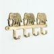 Golden Brass Three Elephant Wall Hook