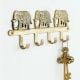 Golden Brass Three Elephant Wall Hook