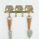 Golden Brass Three Elephant Wall Hook