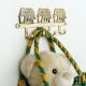 Golden Brass Three Elephant Wall Hook
