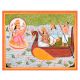 Vishnu & Lakshmi on Lotus Boat Kalighat Paper and Cloth Painting