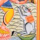 Cloth and Paper Dancing Lord Ganesha Kalighat Painting
