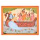 Lord Vishnu in Makara Boat Cloth and Paper Kalighat Painting