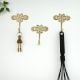 3 Pieces Single Brass Flower Wall Mounted Hook In Antique Finish