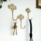 3 Pieces Single Brass Flower Wall Mounted Hook In Antique Finish