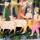 Radha Krishna Pichwai Painting with Sacred Cows