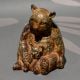 Handcrafted Vintage Brass Bear Family Sculpture