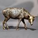 Textured Brass Grazing Cow Handcrafted Sculpture