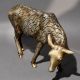 Textured Brass Grazing Cow Handcrafted Sculpture