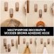 3 Pieces Brown And White Decorative Wooden Adhesive Wall Hooks