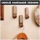 3 Pieces Brown And White Decorative Wooden Adhesive Wall Hooks