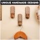 3 Pieces Handcrafted Wooden Adhesive Wall Hooks