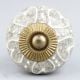 White Heart Crackle Ceramic Dresser Knob