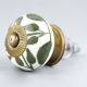 Old Green Floral Ceramic Knob