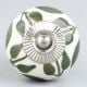 Old Green Floral Ceramic Knob
