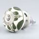 Old Green Floral Ceramic Knob