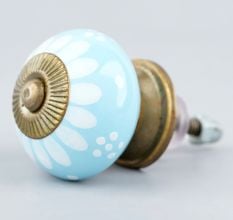 Turquoise Floral Ceramic Drawer Knobs Online