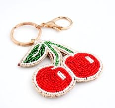 Handmade Beaded Cherry Keychain Cute Fruit Bag Charm