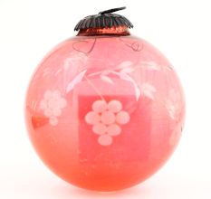 Red Decorative Glass Hanging Ornament with grape clusters and leaves