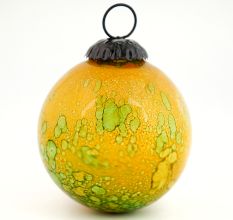 Round Yellow and Green Decorative Glass Hanging Ornament
