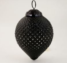 Black Textured Glass Christmas Hanging Ornament