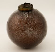 Brown Round Vintage Glass Christmas Ornament