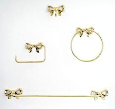 Elegant Brass Bathroom Hardware Set of 4 with Bow Design