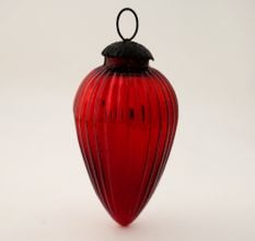 Red Almond Shape Christmas Glass Hanging