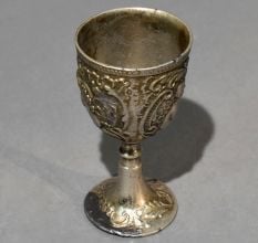 Vintage Metal Cherub Engraved Decorative Goblet Cup