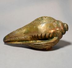 Brass Ganesh Carved Shankh Conch Decorative Idol