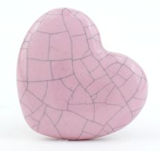 Pink Heart Crackle Ceramic Cabinet Knob
