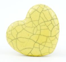 Yellow Heart Crackle Cream Drawer Knob