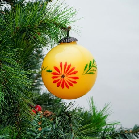 Yellow Round Flower Christmas Hanging