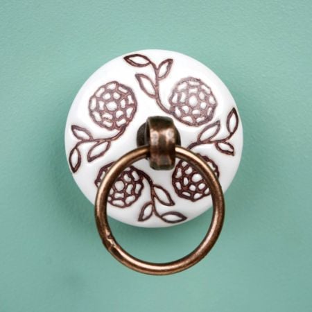 Brown Marigold Flower Etched Big Ceramic Flat Drawer Knob Online