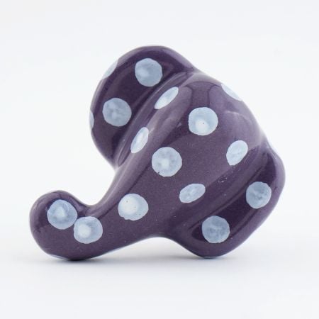 Purple Polka Elephant Face Knob